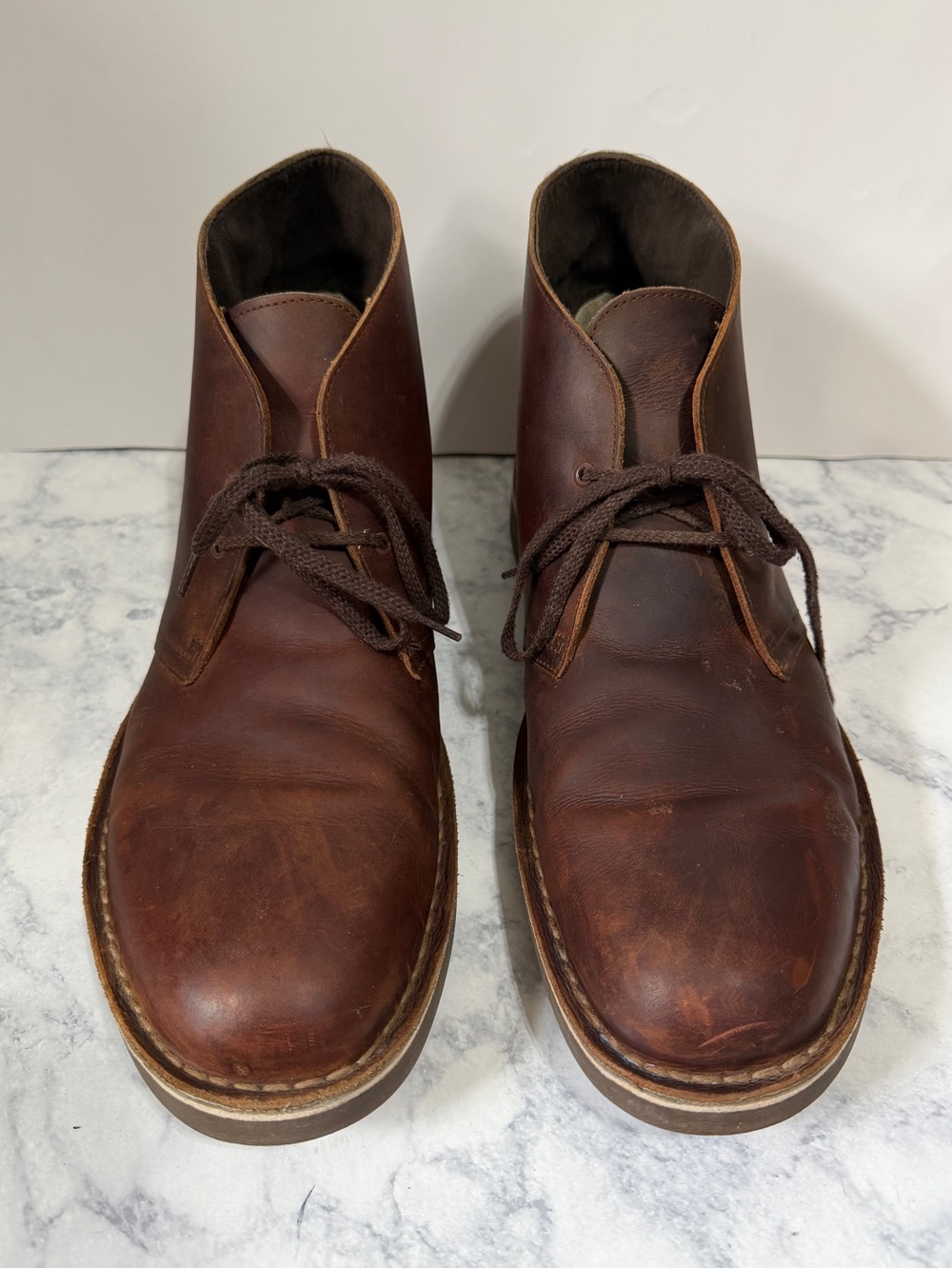 Clarks Bushacre 15522 Size 13 Men’s Brown Leather Chukka Laceup Boots Shoes - Picture 2 of 8